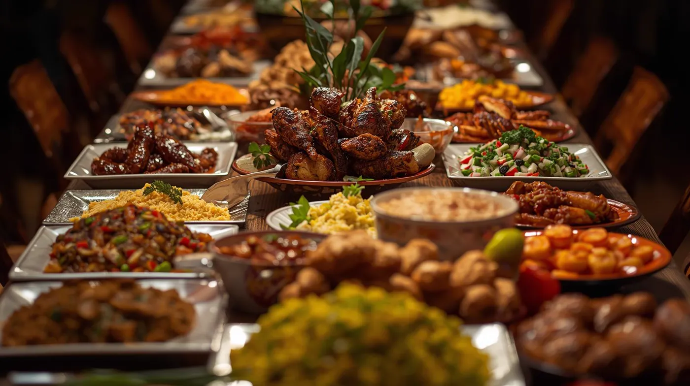 Caribbean foods banquet from across the islands